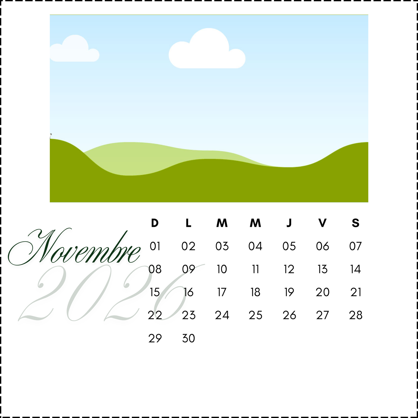 Calendrier personnalisé de bureau