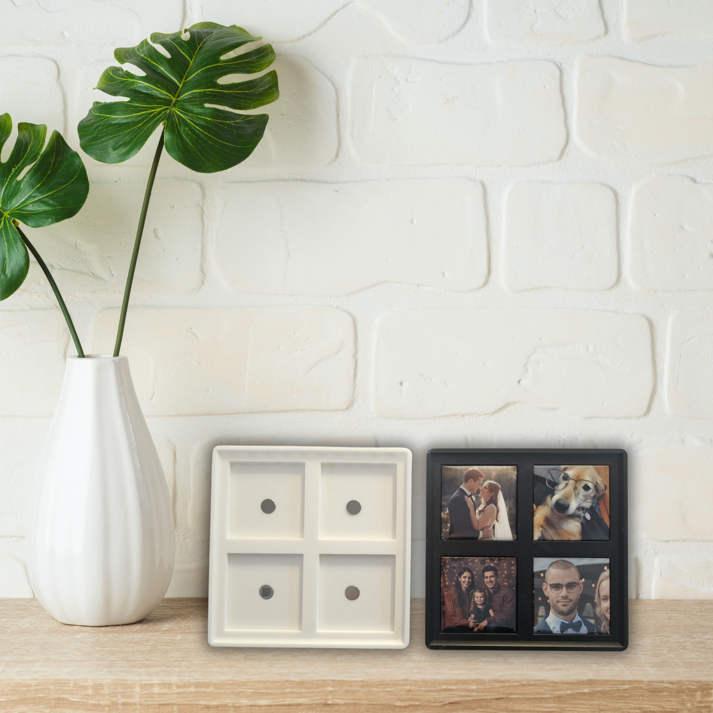 Cadre magnétique blanc et 4 aimants 2x2