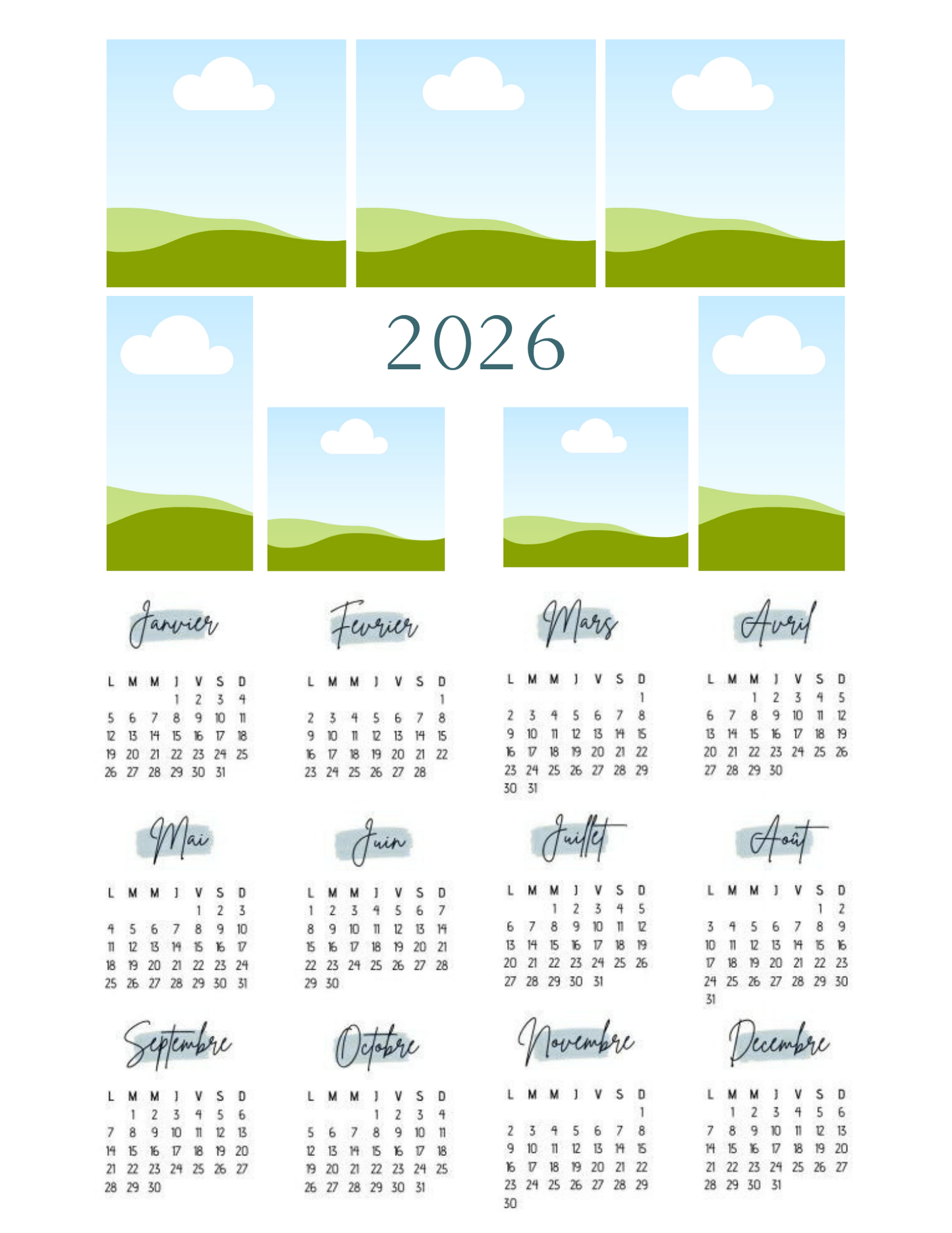 Calendrier personnalisé aimanté