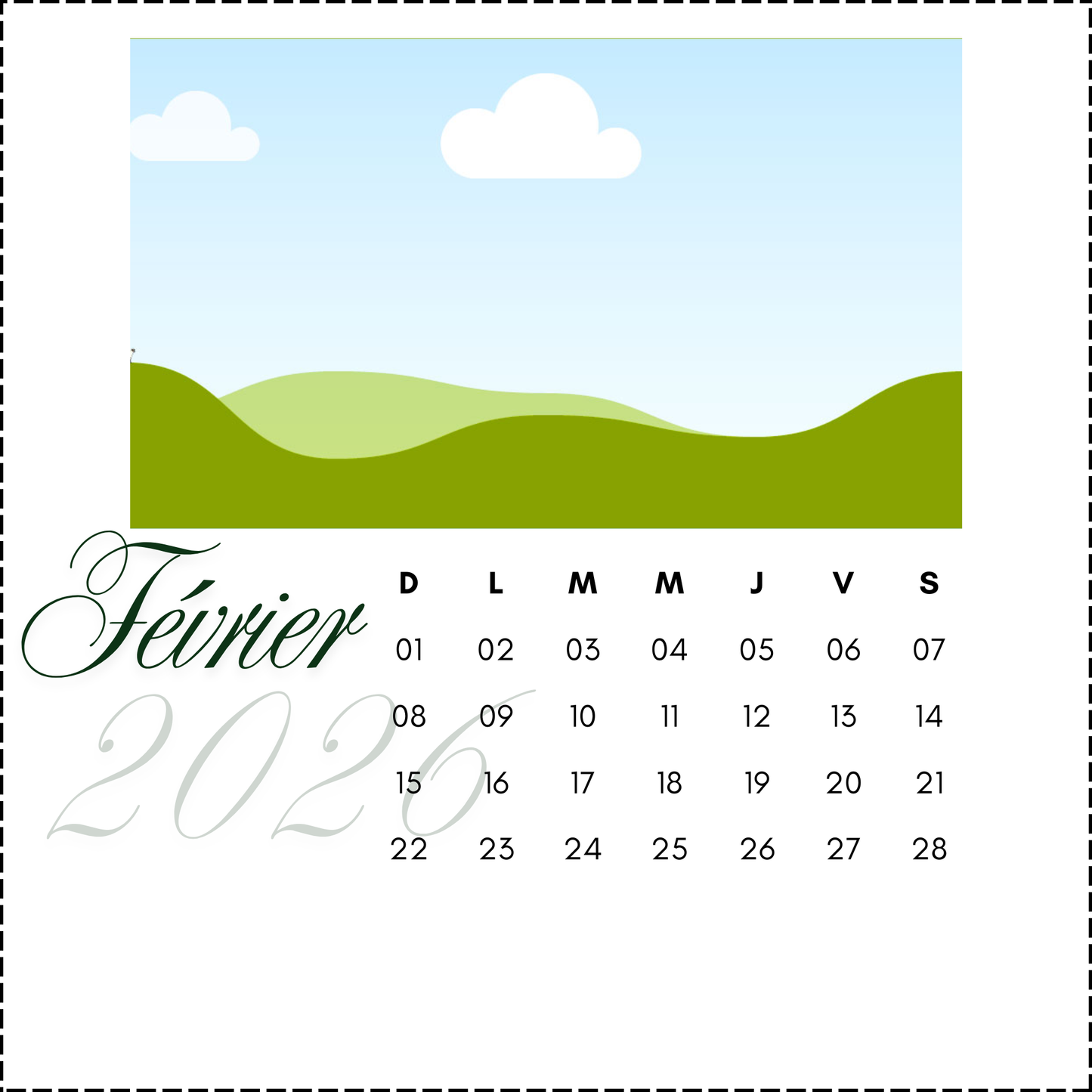 Calendrier personnalisé de bureau