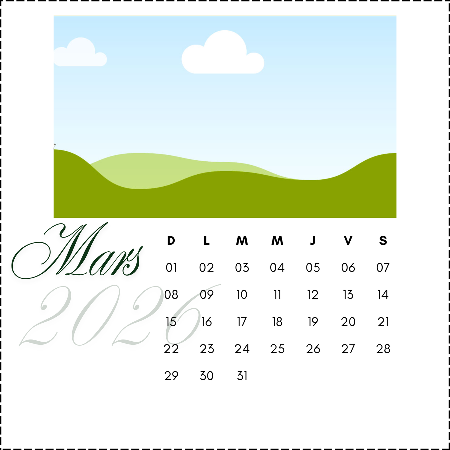 Calendrier personnalisé de bureau