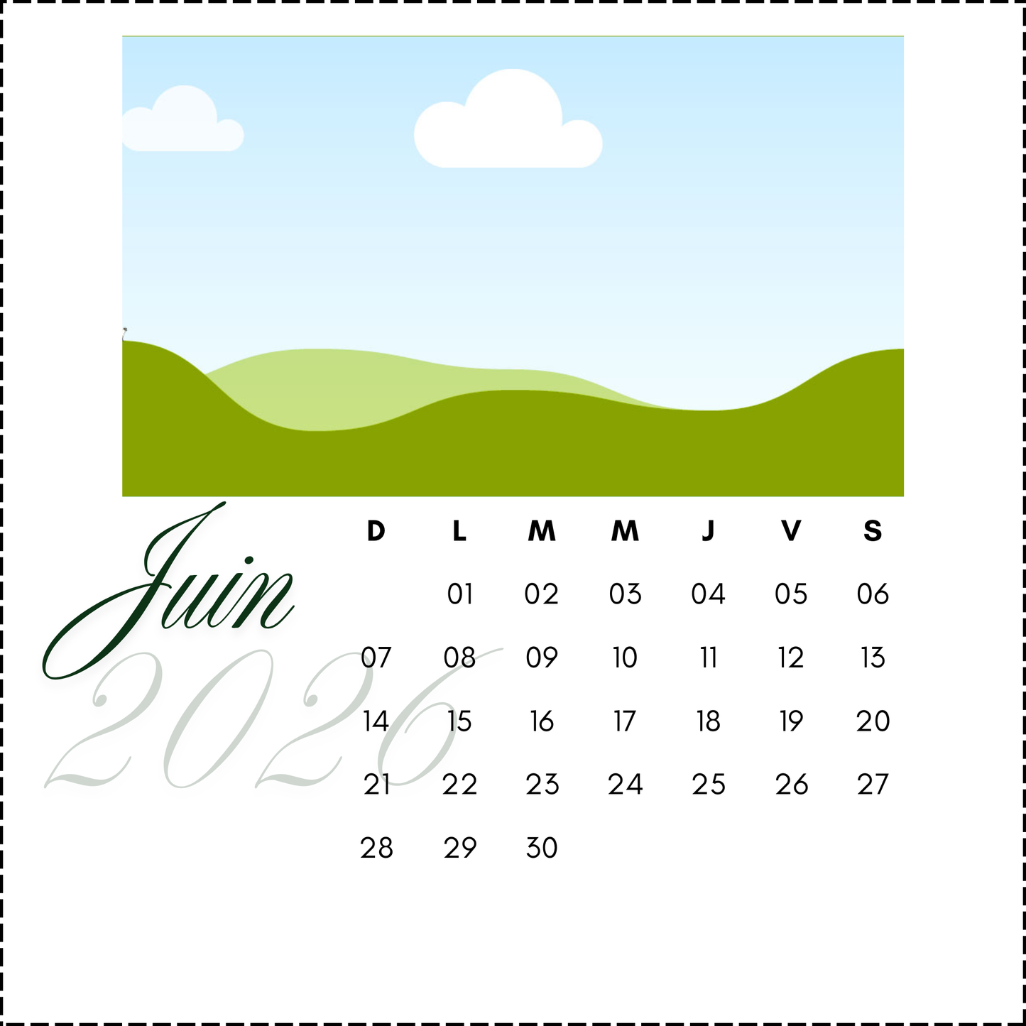 Calendrier personnalisé de bureau