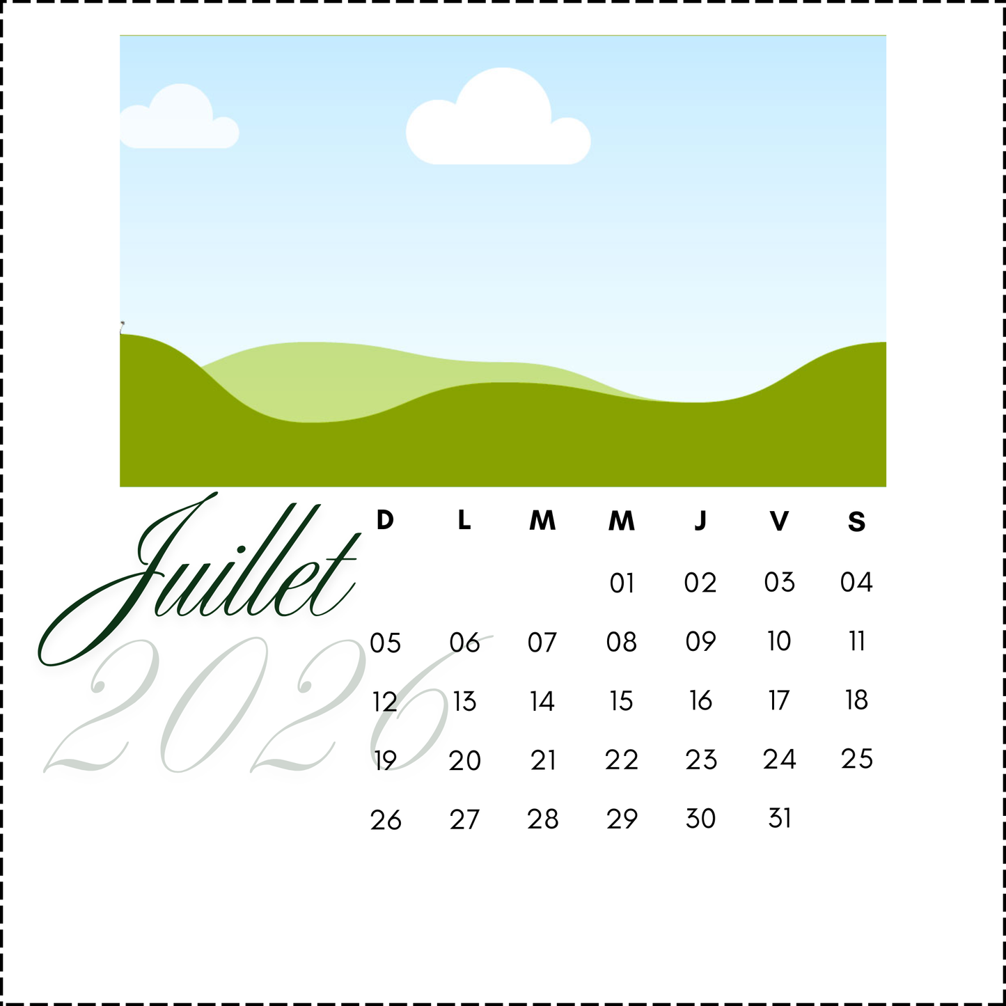 Calendrier personnalisé de bureau