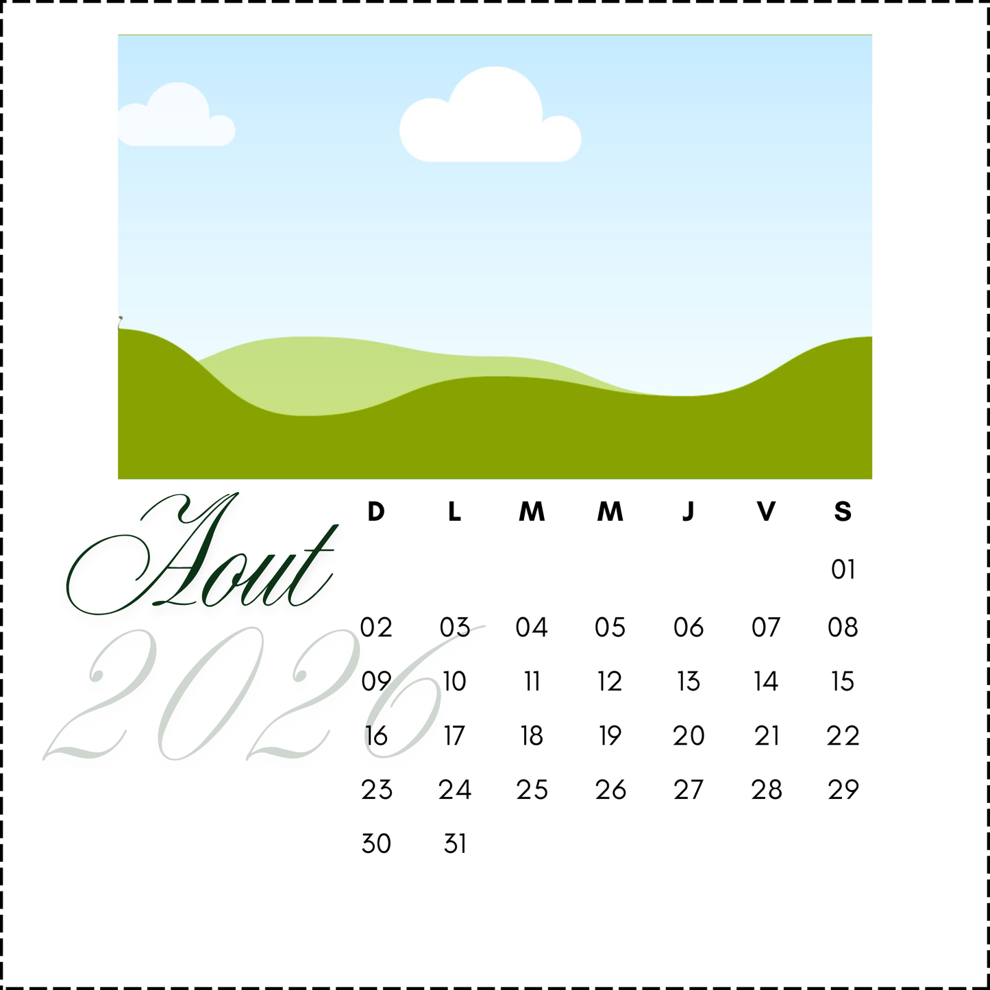 Calendrier personnalisé de bureau