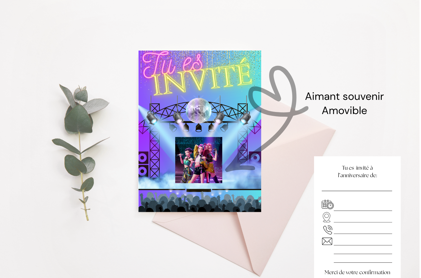 Carte d'invitation K-pop Demon Hunters