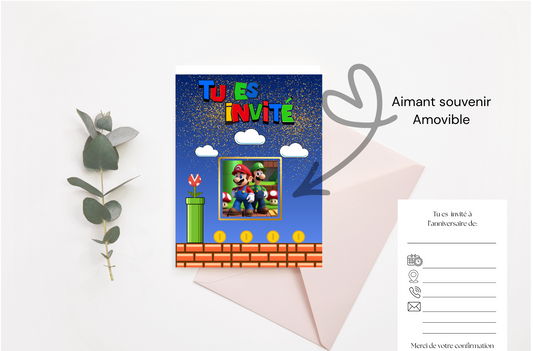 Carte d'invitation Mario Bros