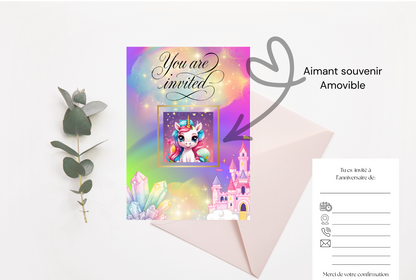 Carte d'invitation Licorne