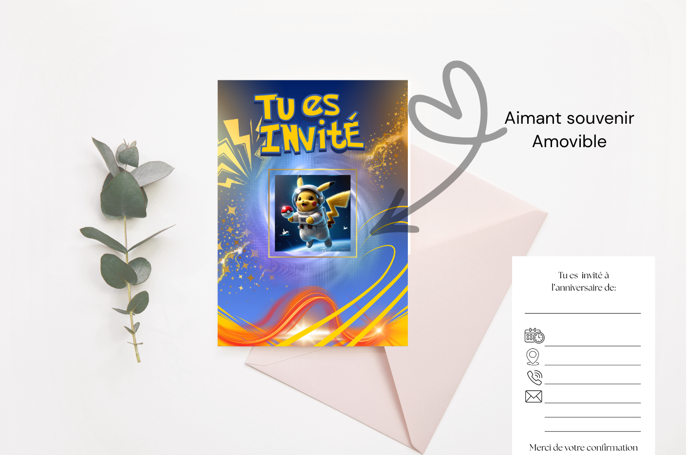 Carte d'invitation Pokemon