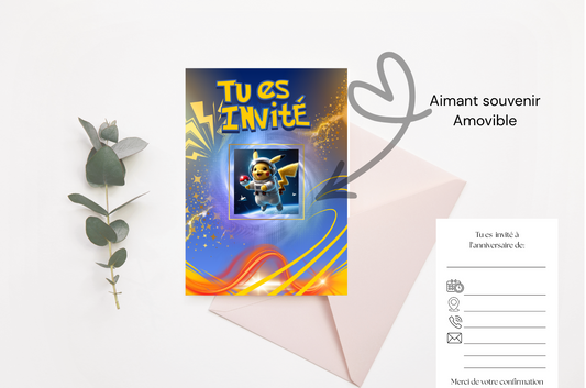 Carte d'invitation Pokemon
