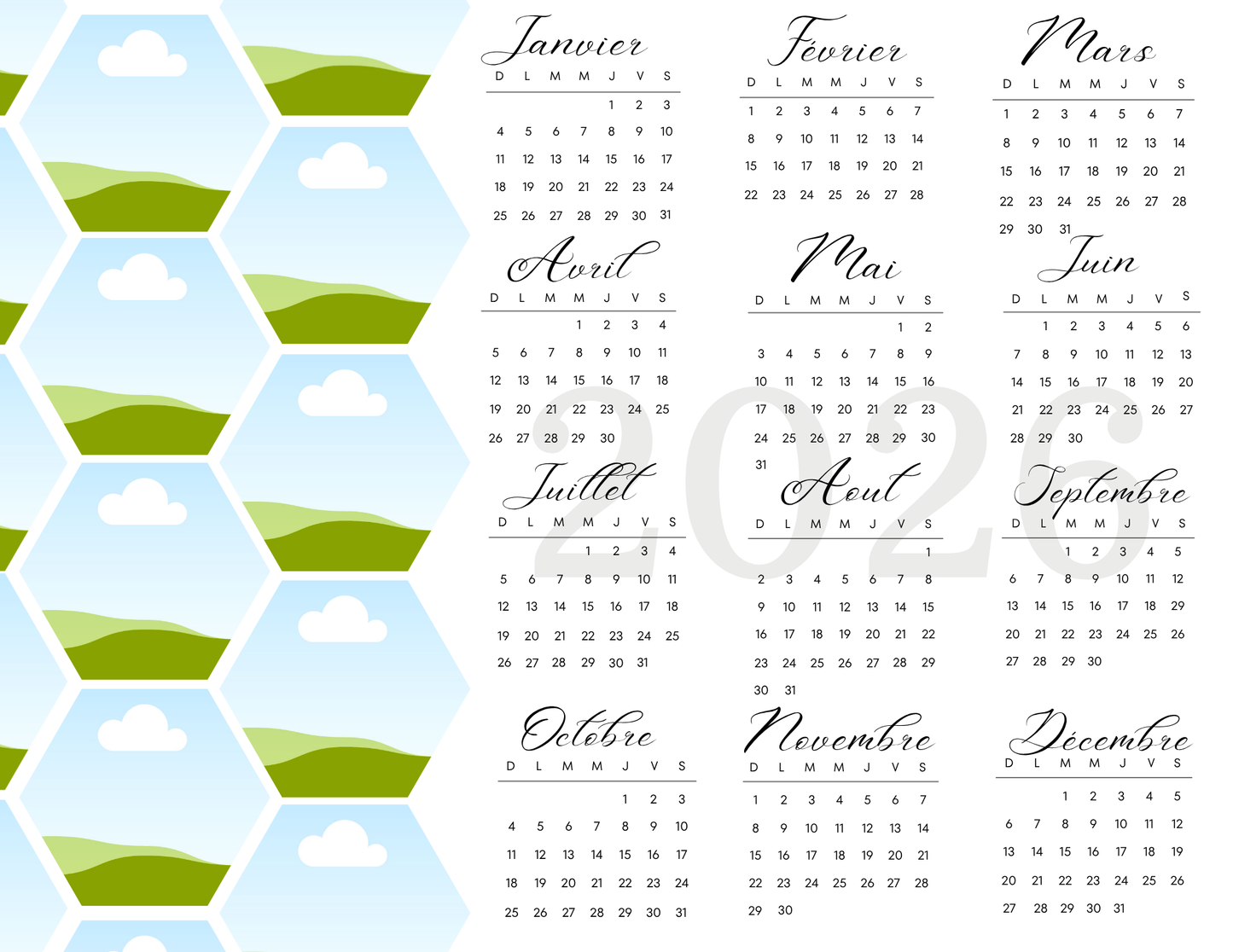 Calendrier personnalisé aimanté