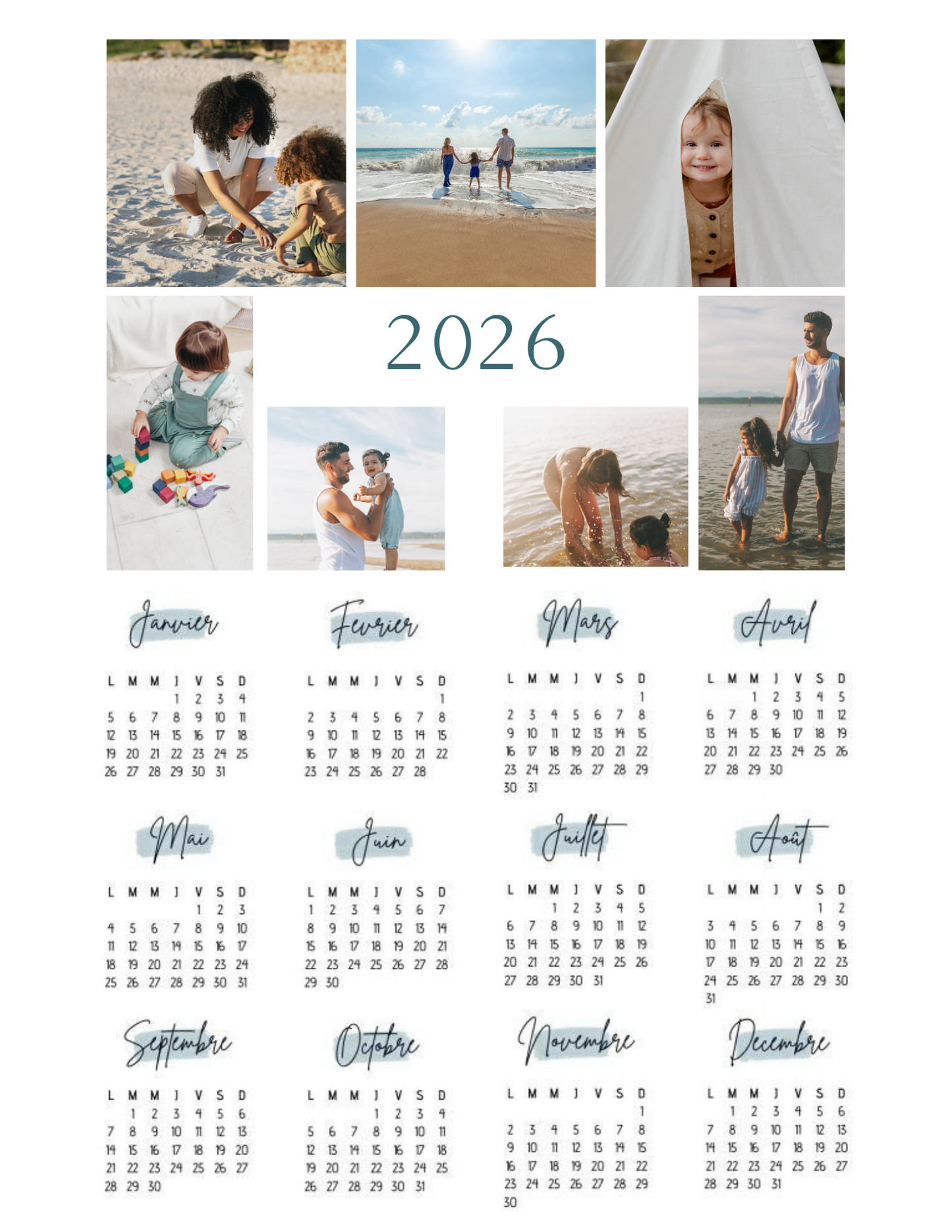 Calendrier personnalisé aimanté