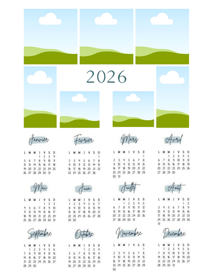 Calendrier personnalisé aimanté