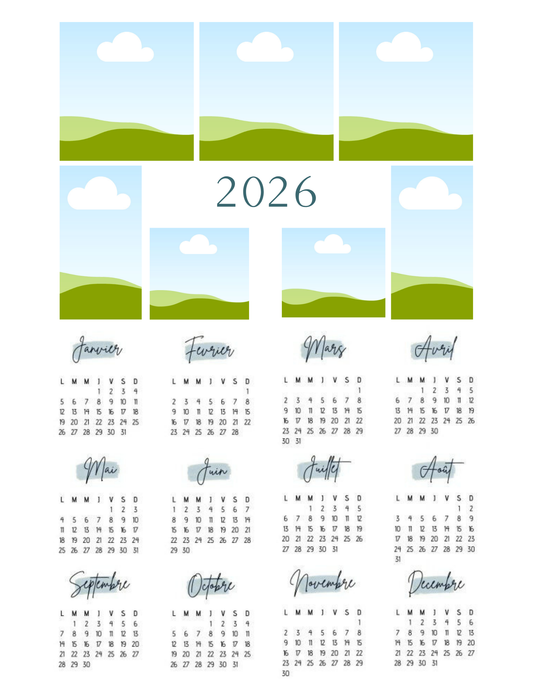 Calendrier personnalisé aimanté