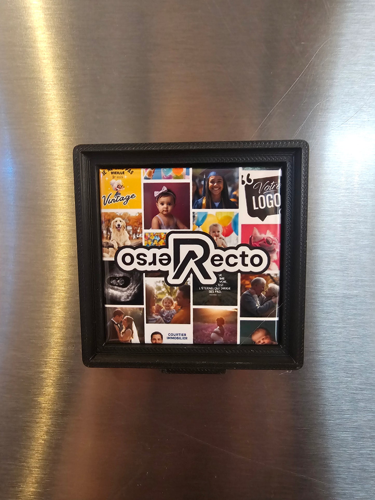 Cadre magnétique noir et 1 aimant 2x2